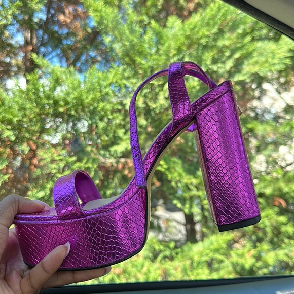 Aldo Shoes - Aldo Metallic Purple Platform Block Heel Sandals